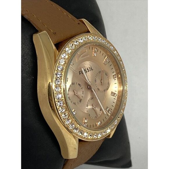 Fossil Riley ES2811 Women's Brown Leather Analog Dial Quartz Wrist Watch OP797 - Picture 5 of 12